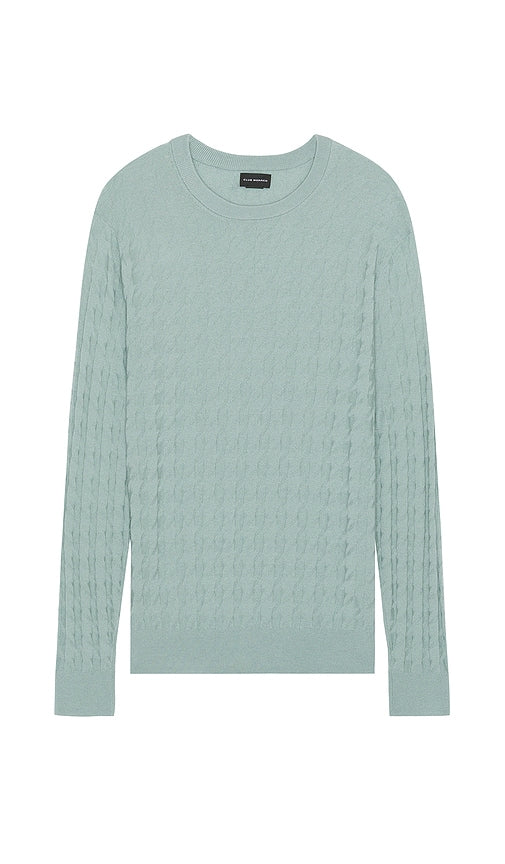 Club Monaco Merino Stretch Houndstooth Crew Sweater in Slate - Club Monaco - Pull ras du cou en laine mérinos extensible à motif pied-de-poule - Ardoise - Club Monaco 美利奴羊毛弹力千鸟格圆领毛衣 - Club Monaco Merino Stretch Hahnentritt-Rundpullover in Schiefer - Club Monaco 메리노 스트레치 하운드투스 크루 스웨터 - Maglione girocollo Club Monaco Merino stretch pied de poule in ardesia