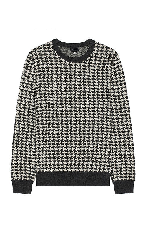 Club Monaco Wool Houndstooth Crew in Charcoal - Club Monaco - Ras du cou en laine pied-de-poule - Charbon - Club Monaco 木炭色千鸟格羊毛圆领衫 - Club Monaco Woll-Hahnentritt-Rundhalsshirt in Anthrazit - Club Monaco 울 하운즈투스 크루 차콜 색상 - Girocollo in lana pied de poule Club Monaco in antracite