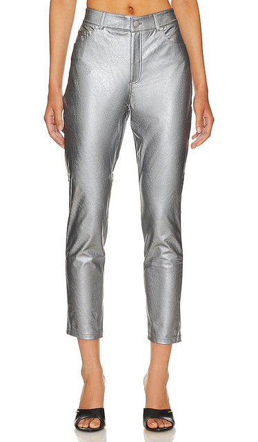 Commando Faux Leather Five Pocket Pant in Metallic Silver - Pantalon cinq poches en similicuir Commando en argent métallisé - 金属银色 Commando 人造皮革五袋长裤 - Commando-Fünf-Taschen-Hose aus Kunstleder in Metallic-Silber - Commando 인조 가죽 파이브 포켓 팬츠 - Pantaloni cinque tasche Commando in ecopelle in argento metallizzato