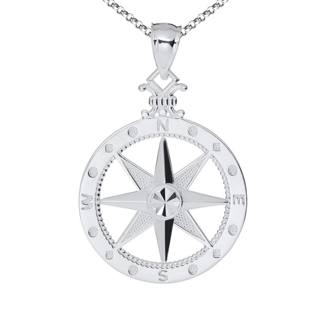 Compass Sterling Silver Pendant Necklace