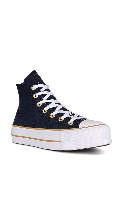 Converse Chuck Taylor All Star Lift Platform Herringbone Stripe Sneaker in Black