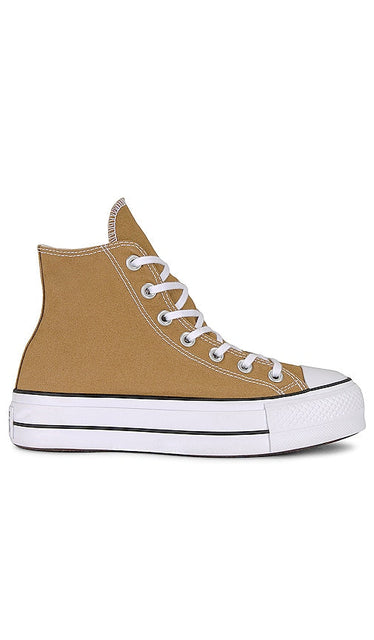Converse Chuck Taylor All Star Lift Platform Sneaker in Tan - Converse - Chuck Taylor All Star - Baskets à plateforme lift - Fauve - 黄褐色 Converse Chuck Taylor All Star Lift 厚底运动鞋 - Converse Chuck Taylor All Star Lift Plateau-Sneaker in Hellbraun - Converse Chuck Taylor 올스타 리프트 플랫폼 스니커즈 탠 색상 - Converse Chuck Taylor All Star Lift Platform Sneaker in marrone chiaro