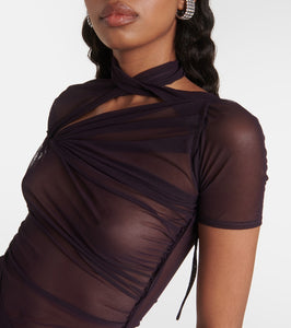 Coperni Asymmetric mesh minidress
