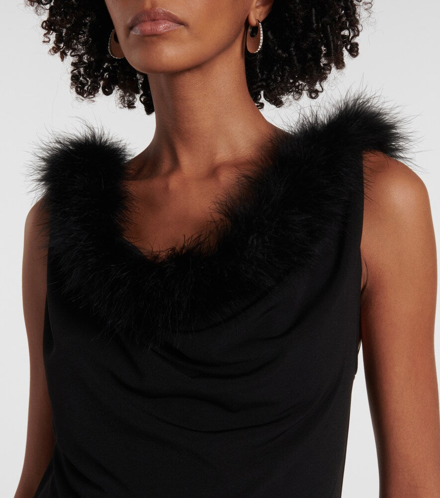 Coperni Boa feather-trimmed maxi dress