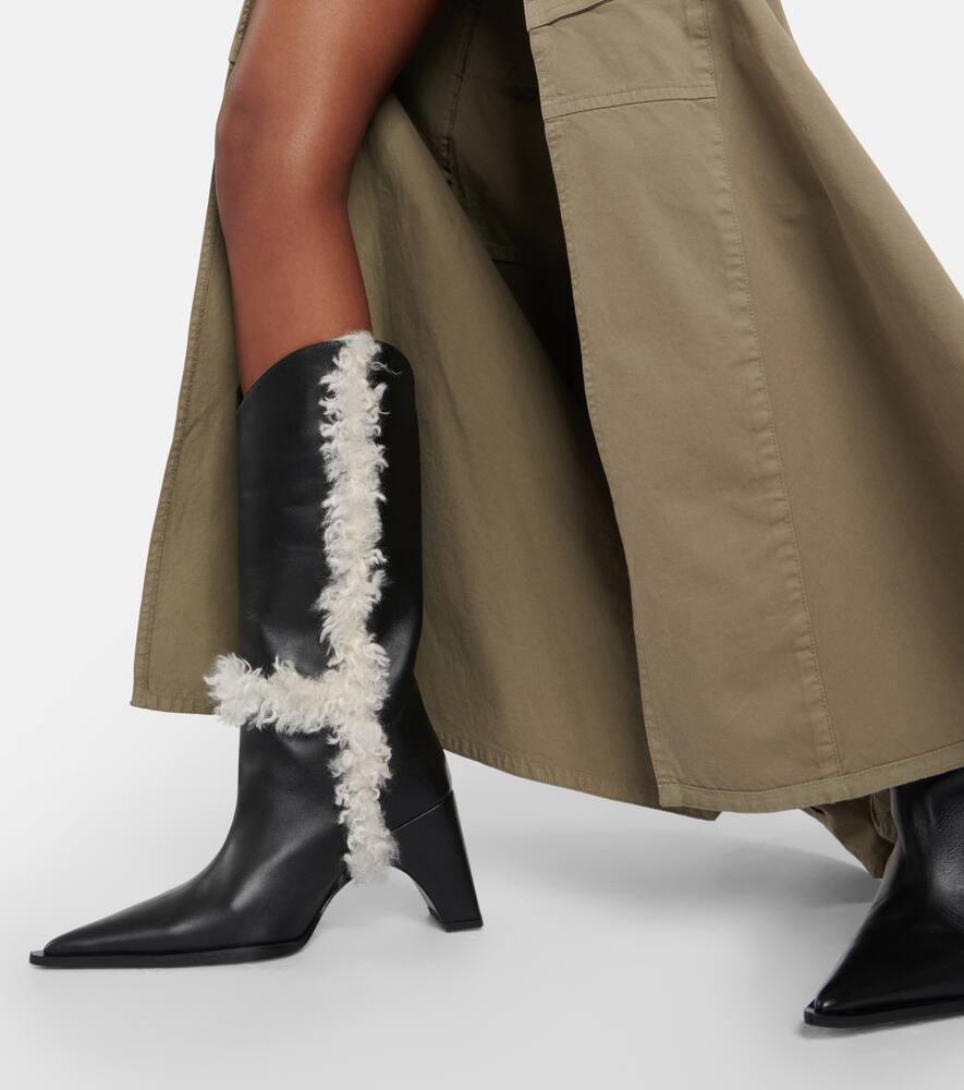 Coperni Bridge faux shearling-trimmed knee-high boots