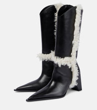 Coperni Bridge faux shearling-trimmed knee-high boots