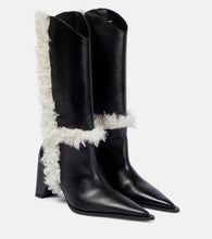 Coperni Bridge faux shearling-trimmed knee-high boots
