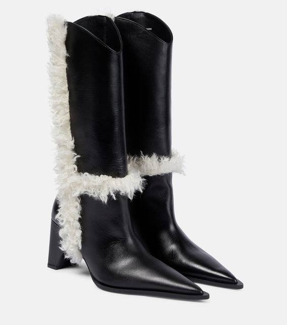 Coperni Bridge faux shearling-trimmed knee-high boots