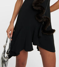 Coperni Faux fur-trimmed jersey minidress