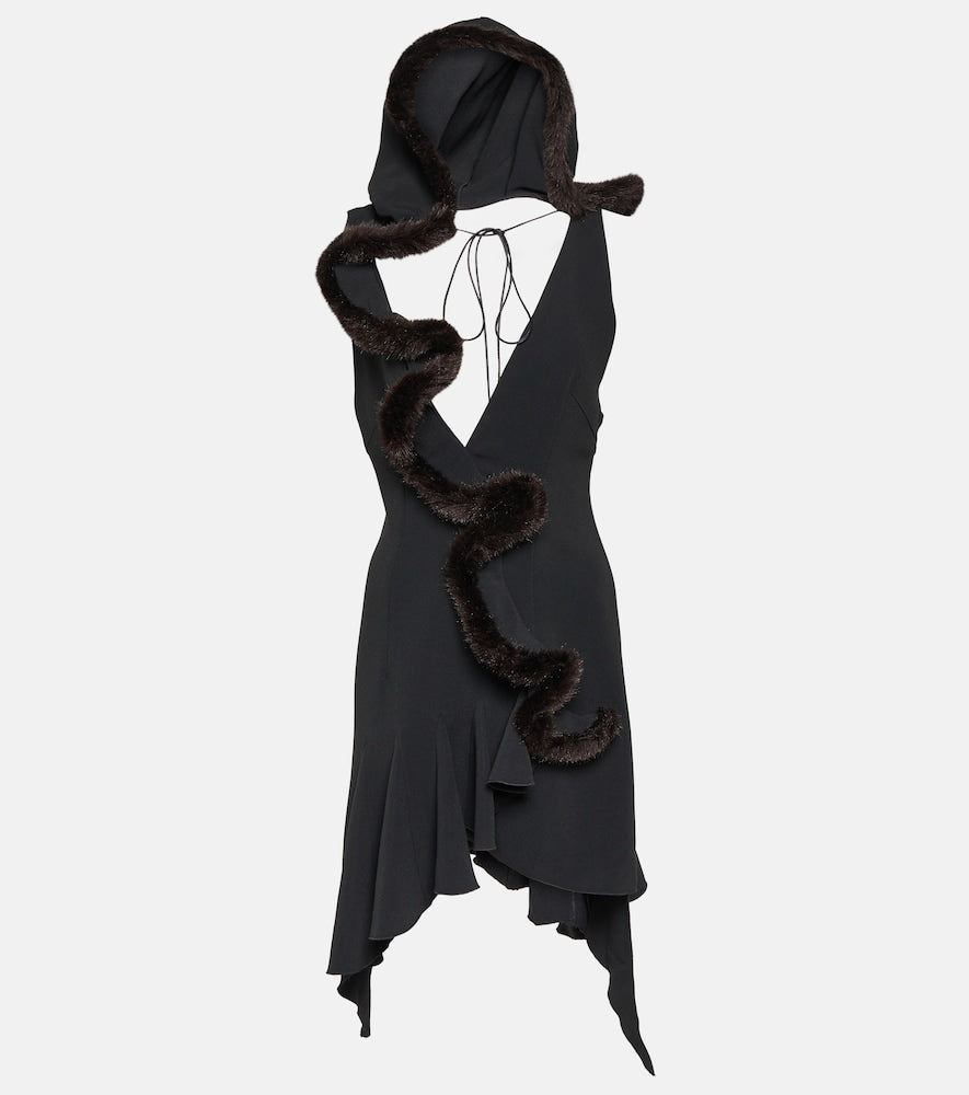 Coperni Faux fur-trimmed jersey minidress. Coperni 人造毛皮饰边针织迷你连衣裙
