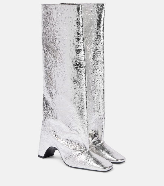 Coperni Foil Bridge 85 leather knee-high boots
