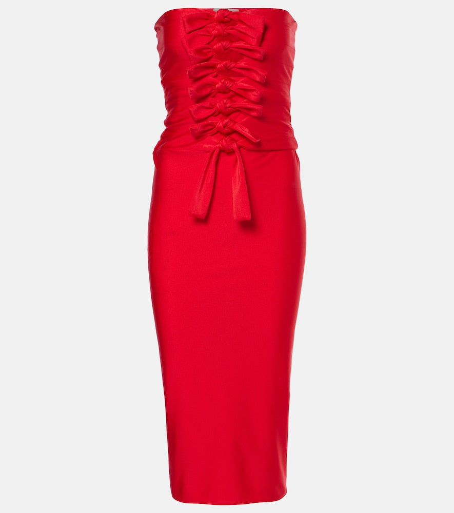 Coperni Gala tie-front jersey midi dress. Coperni Gala系带针织中长连衣裙