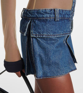 Coperni Illusion tulle and denim minidress