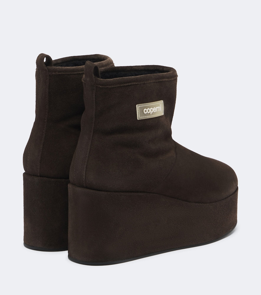 Coperni Shearling-lined suede wedge boots - Brown Ankle Boots