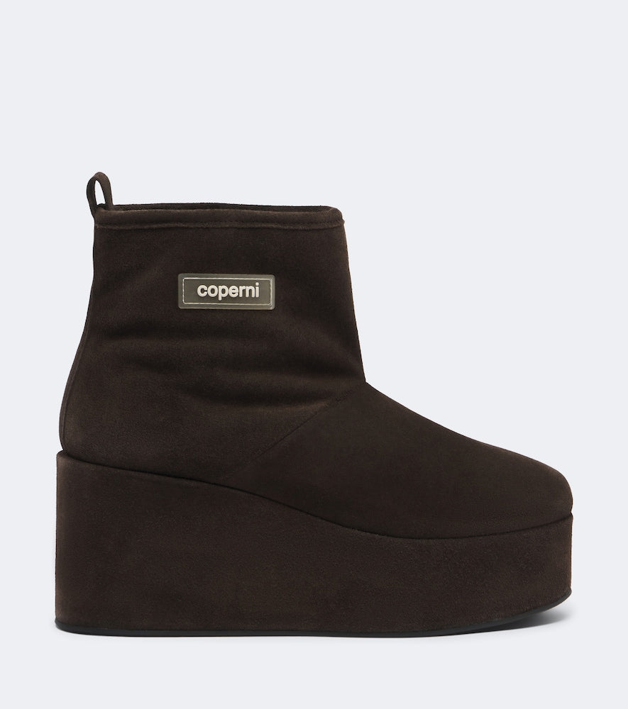 Coperni Shearling-lined suede wedge boots - Brown Ankle Boots