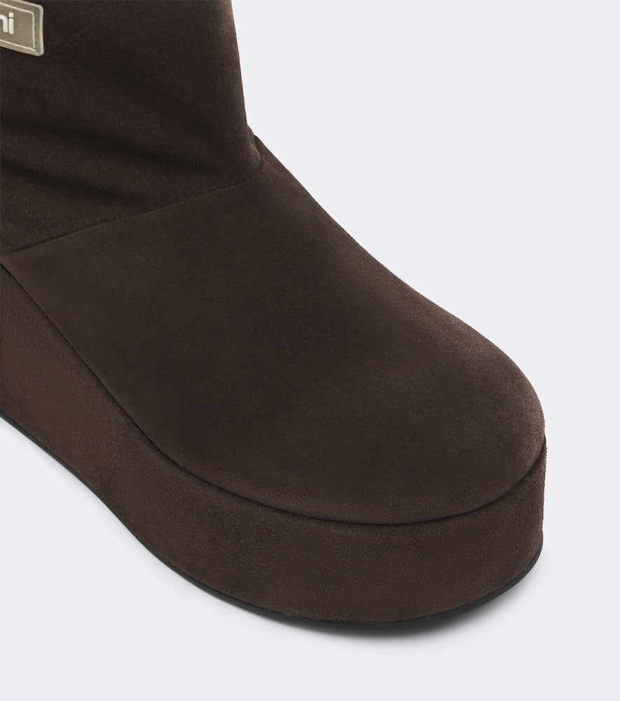 Coperni Shearling-lined suede wedge boots - Brown Ankle Boots