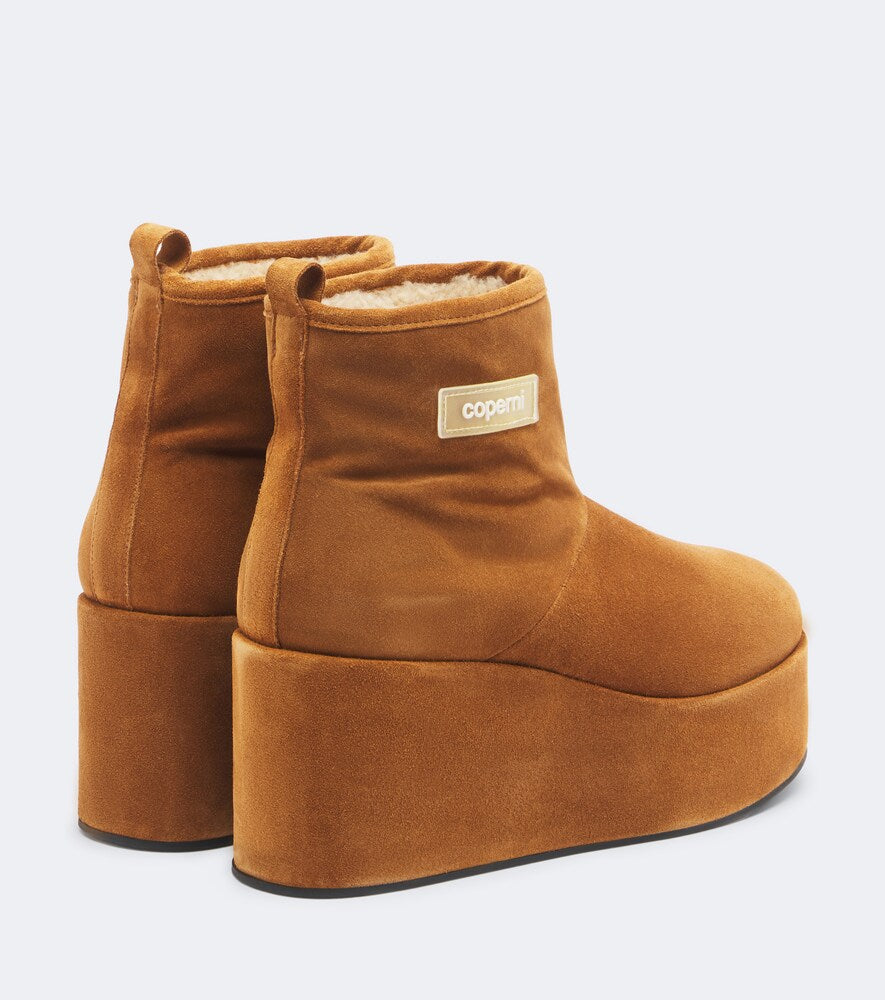 Coperni Shearling-lined suede wedge boots in Brown - Heeled Boots
