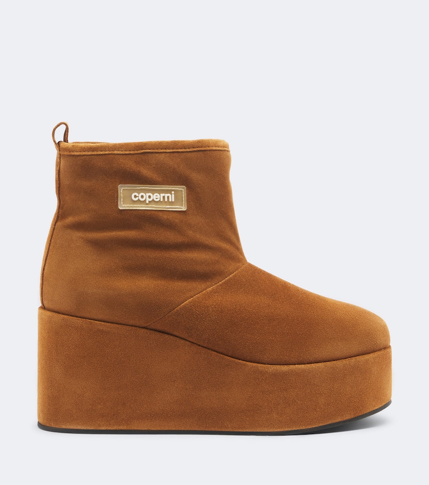 Coperni Shearling-lined suede wedge boots in Brown - Heeled Boots