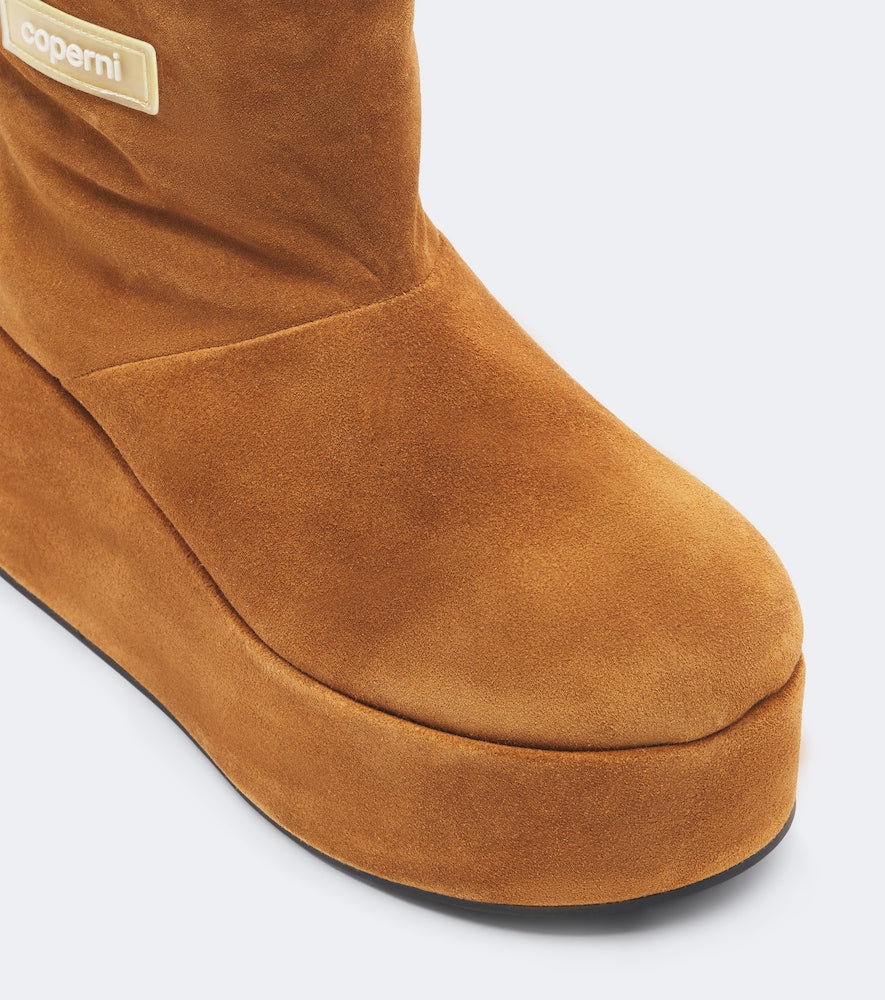 Coperni Shearling-lined suede wedge boots in Brown - Heeled Boots