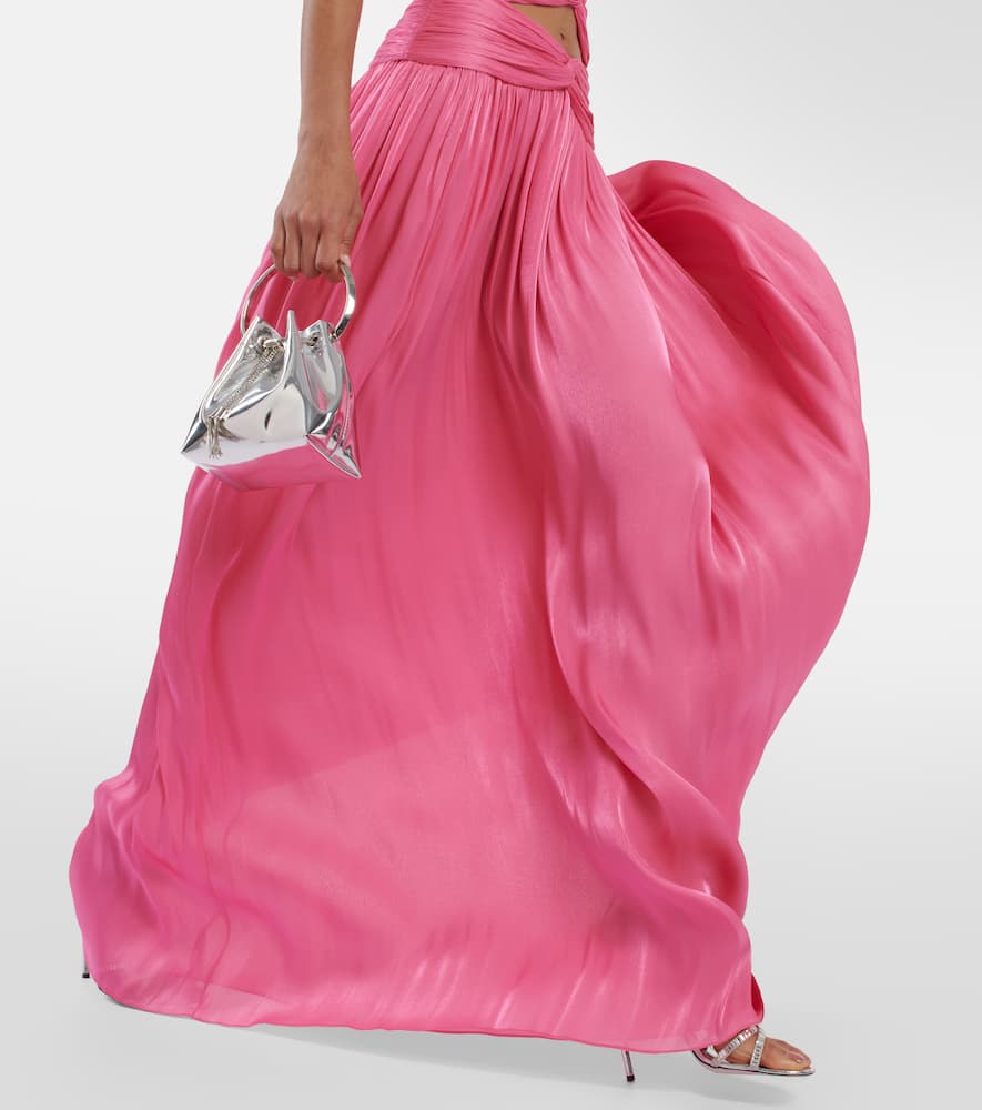 Costarellos Ambria gathered cutout gown