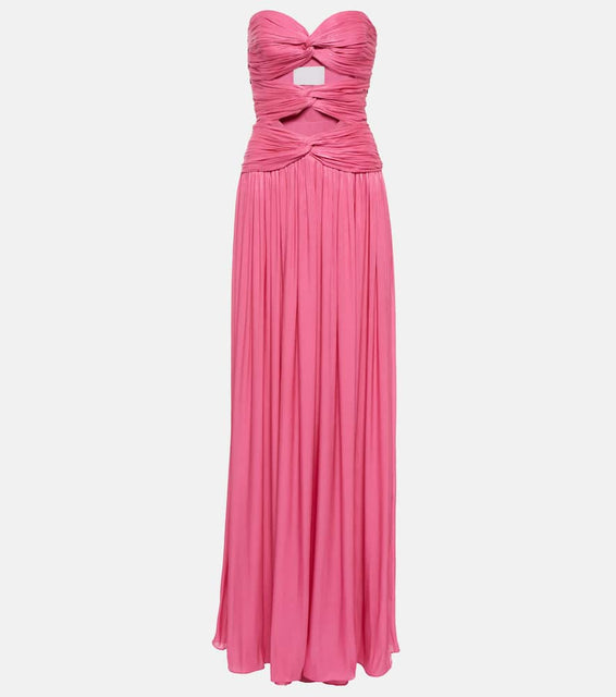 Costarellos Ambria gathered cutout gown