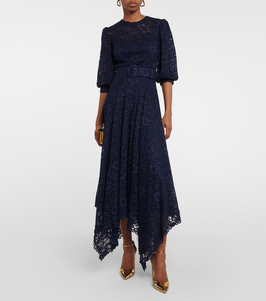 Costarellos Belted lace midi dress
