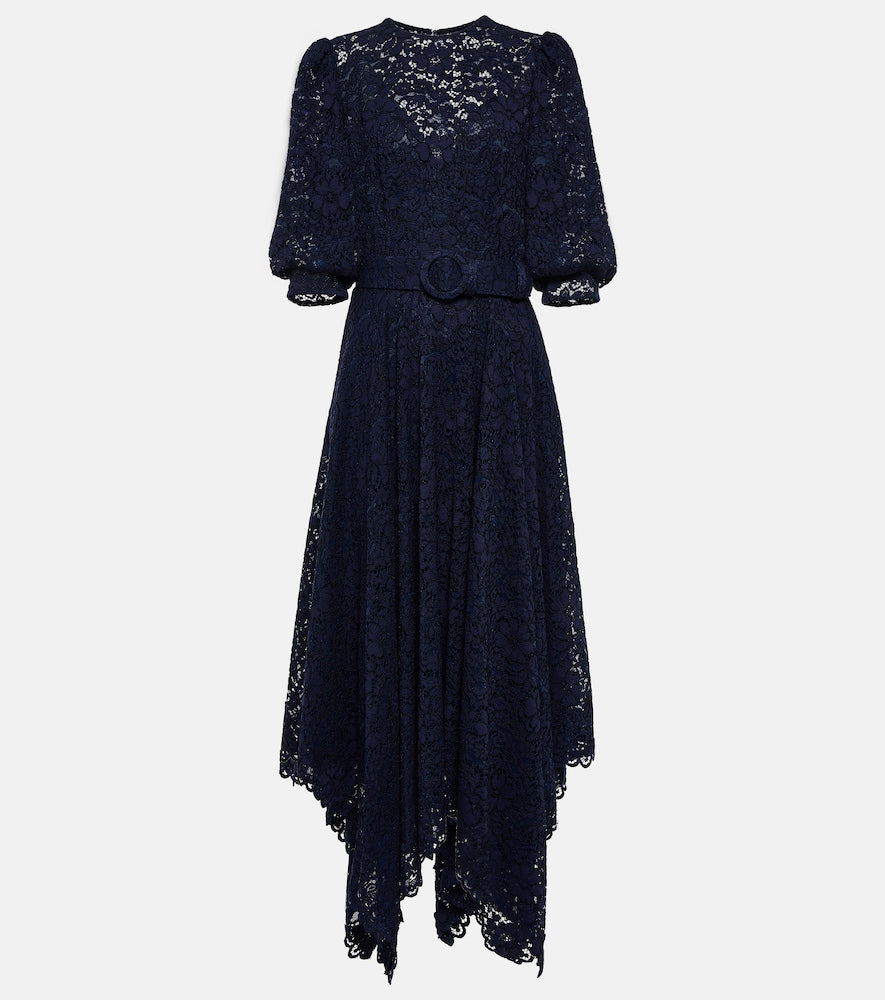 Costarellos Belted lace midi dress. Costarellos 系带蕾丝中长连衣裙