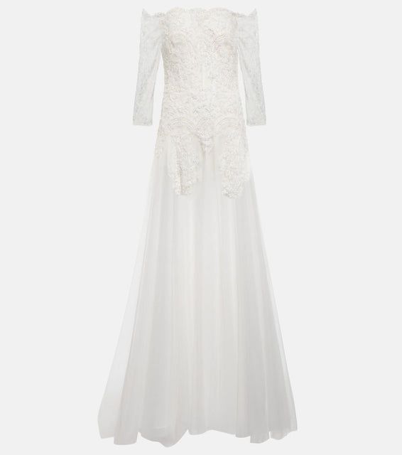 Costarellos Bridal Loukia off-shoulder tulle gown