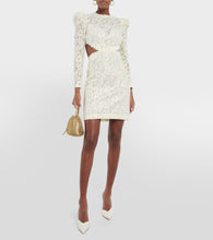 Costarellos Bridal Zenni lace cutout minidress