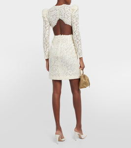 Costarellos Bridal Zenni lace cutout minidress