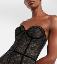 Costarellos Castora strapless lace midi dress