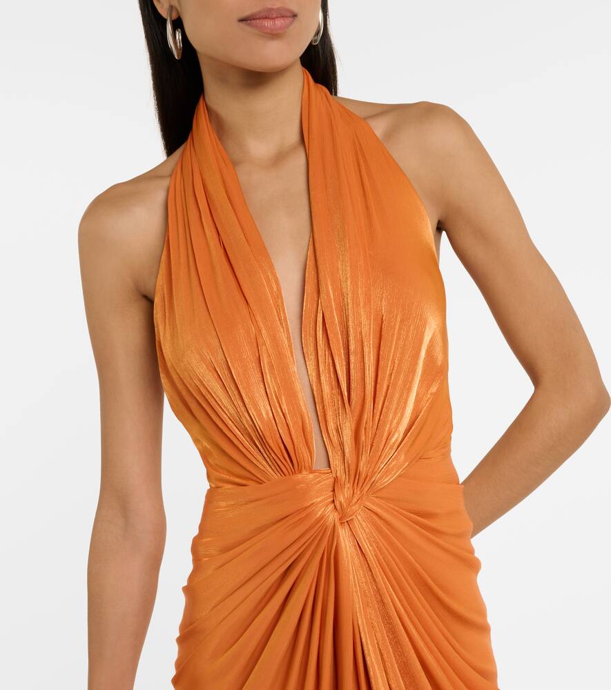 Costarellos Colette gathered halterneck silk gown