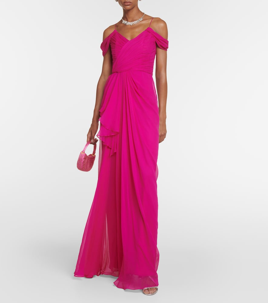 Costarellos Draped silk gown