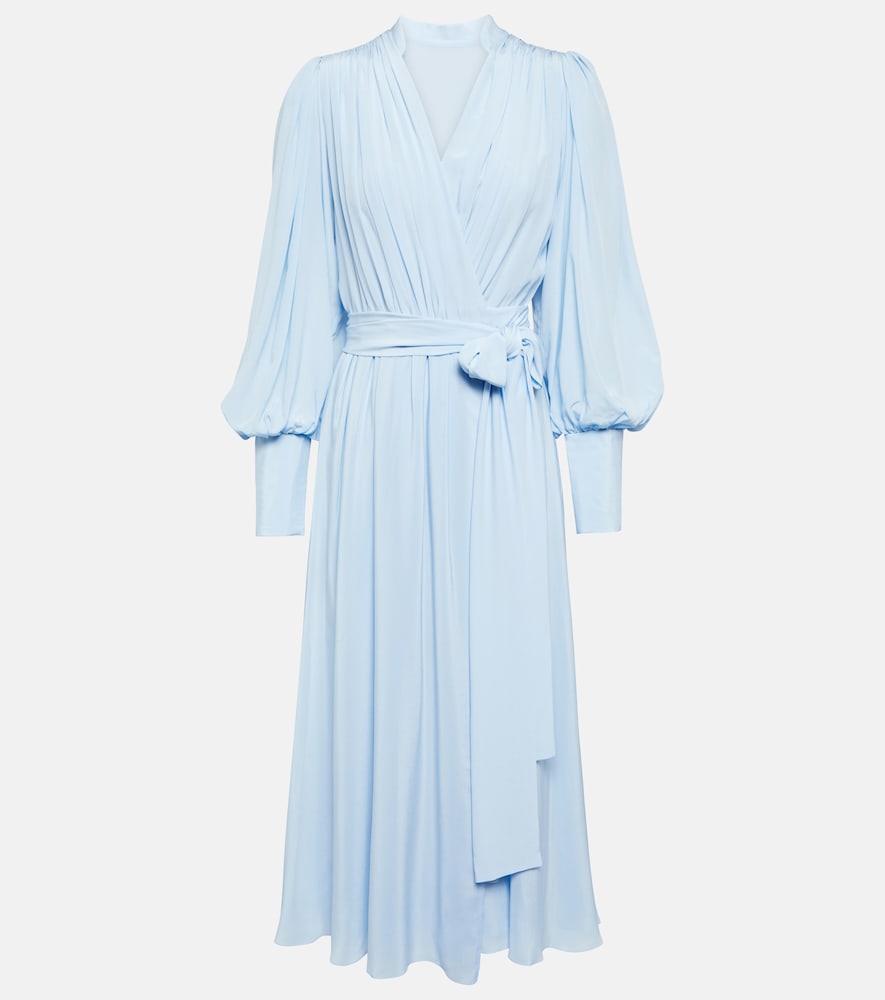 Costarellos Draped silk midi dress. Costarellos 垂褶真丝中长连衣裙
