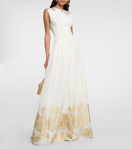 Costarellos Eliza jacquard embroidered maxi dress