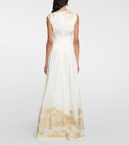 Costarellos Eliza jacquard embroidered maxi dress