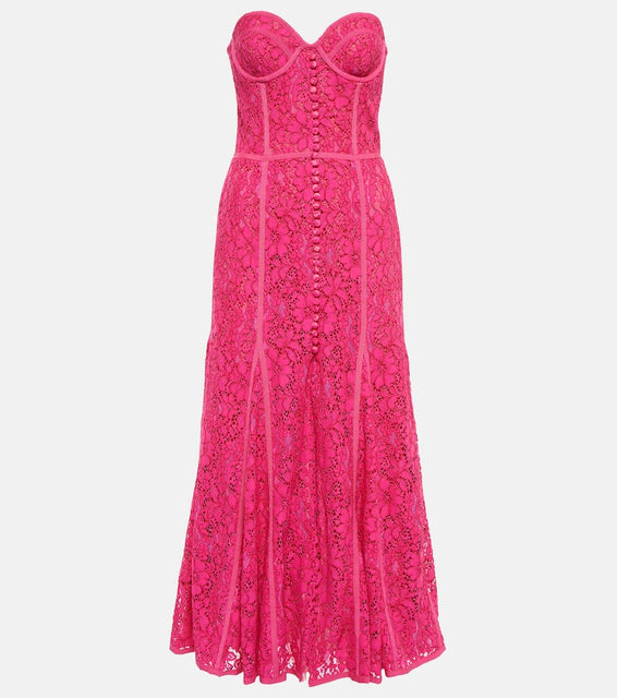 Costarellos Elodie lace bustier maxi dress
