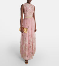 Costarellos Embroidered tulle gown