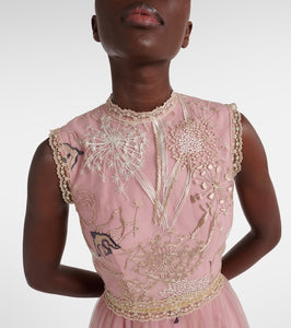Costarellos Embroidered tulle gown
