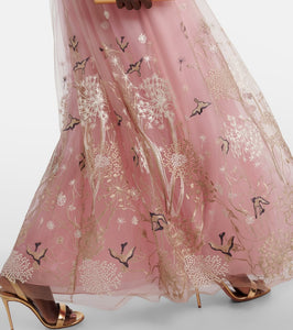 Costarellos Embroidered tulle gown