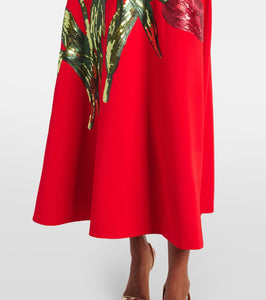 Costarellos Emlynn embroidered sequined crêpe gown