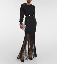 Costarellos Feather, crochet and fringe dress