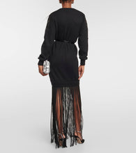 Costarellos Feather, crochet and fringe dress