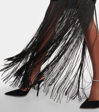 Costarellos Feather, crochet and fringe dress