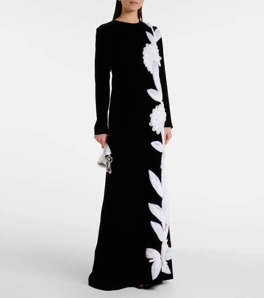 Costarellos Floral appliqu√É¬© Crêpe gown