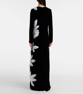 Costarellos Floral appliqu√É¬© cr√É¬™pe gown