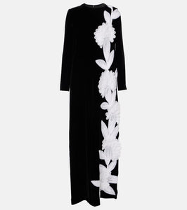 Costarellos Floral appliqu√É¬© cr√É¬™pe gown