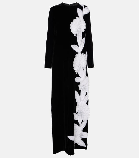 Costarellos Floral appliqu√É¬© cr√É¬™pe gown
