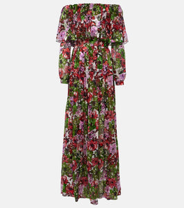 Costarellos Floria devor√É¬© silk-blend chiffon gown