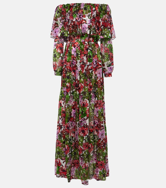 Costarellos Floria devor√É¬© silk-blend chiffon gown